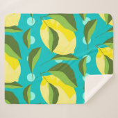 Lemons Polka Dot: blauwe achtergrond. Sherpa Deken (Voorkant (horizontaal))