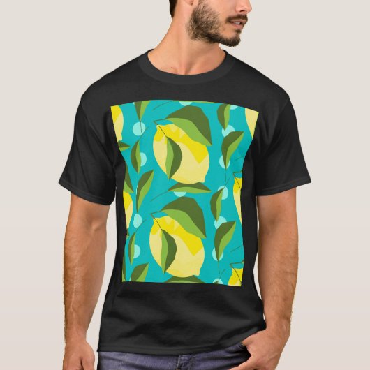 Lemons Polka Dot: blauwe achtergrond. T-shirt (Voorkant)