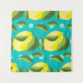 Lemons Polka Dot: blauwe achtergrond. Wandkleed (Voorkant (horizontaal))