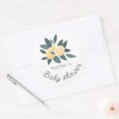 Lemons polkadots baby shower ronde sticker (Envelop)
