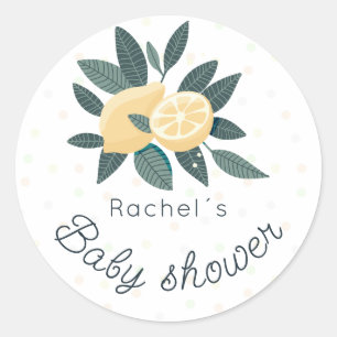 Lemons polkadots baby shower ronde sticker