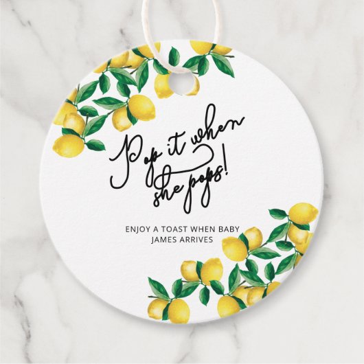 Lemons - Pop het als ze baby shower pop Bedankjes Labels (Voorkant)