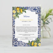 Lemons Portugese Tegels Weddenschap Welkomstreisro Programmakaart (Staand voorkant)