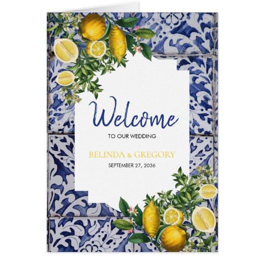 Lemons Portugese Tegels Wedding Order of Service (Voorkant)