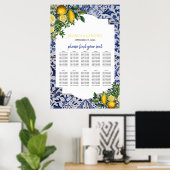 Lemons Portugese Tegels Wedding Seating Chart Poster (Thuiskantoor)