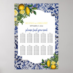 Lemons Portugese Tegels Wedding Seating Chart Poster