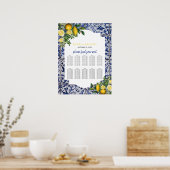Lemons Portugese Tegels Wedding Seating Chart Poster (Keuken)