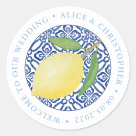 Lemons Positano Welkom op onze bruiloft buiten de  Ronde Sticker