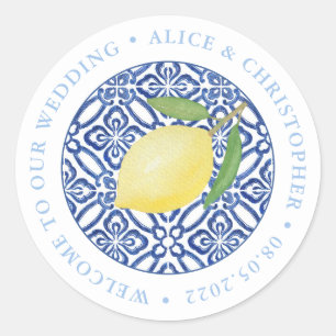 Lemons Positano Welkom op onze bruiloft buiten de  Ronde Sticker