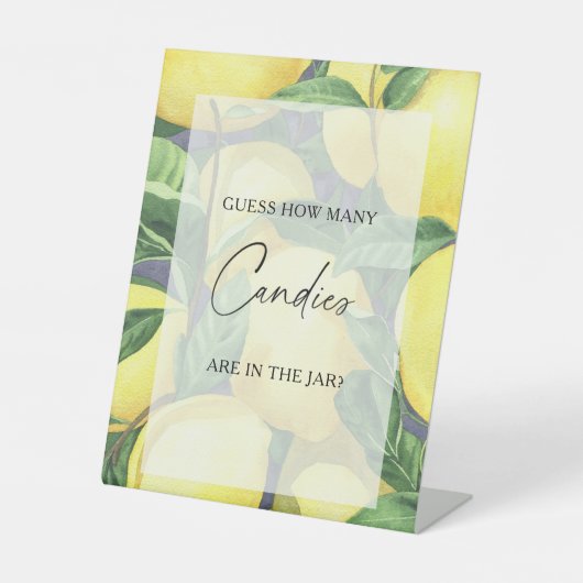 Lemons -raad hoeveel snoepjes spel reclamebord met voetstuk (Voorkant)