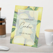 Lemons -raad hoeveel snoepjes spel reclamebord met voetstuk (Insitu)