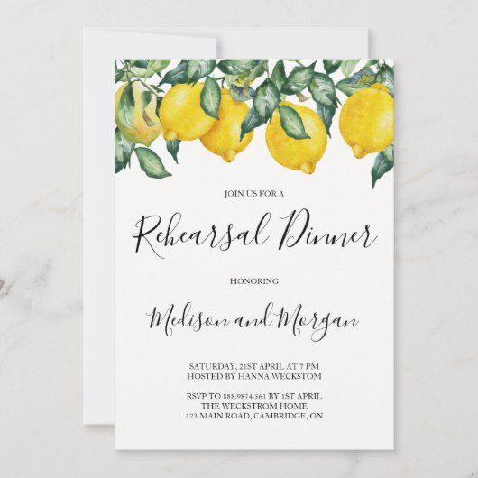 Lemons Rehearings Dinner uitnodiging (Voorkant)