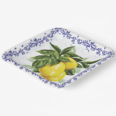 Lemons Royal Blue Toile Filigree Papieren Bordje (Gebogen)