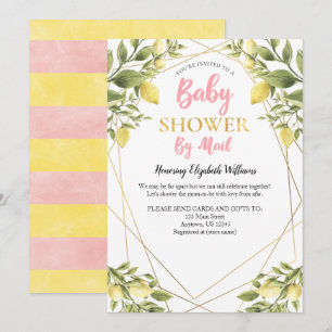 Lemons roze Baby shower per post Kaart