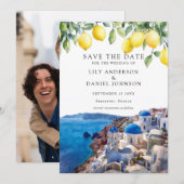 Lemons Santorini Greece Photo Wedding Save The Date (Voorkant / Achterkant)