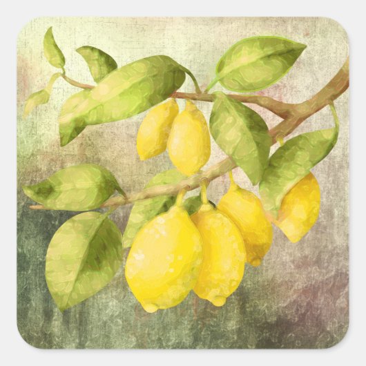Lemons schilderen vierkante sticker (Voorkant)