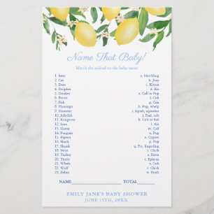Lemons Shower Name dat Baby Animal Game Kaart