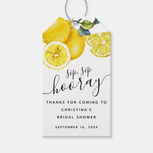 Lemons Sip Sip Hooray Favor Vrijgezellenfeest Cadeaulabel (Voorkant)