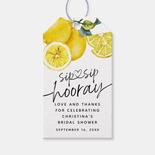 Lemons Sip Sip Hooray Vrijgezellenfeest Favor Cadeaulabel (Voorkant)