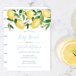 Lemons Sky Blue Little Boy Baby shower Kaart