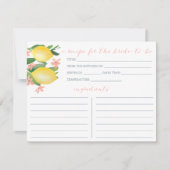 Lemons Soft Pink Text Flowers Shower Recipcard Kaart (Voorkant)