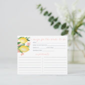 Lemons Soft Pink Text Flowers Shower Recipcard Kaart (Staand voorkant)