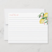 Lemons Soft Pink Text Flowers Shower Recipcard Kaart (Achterkant)