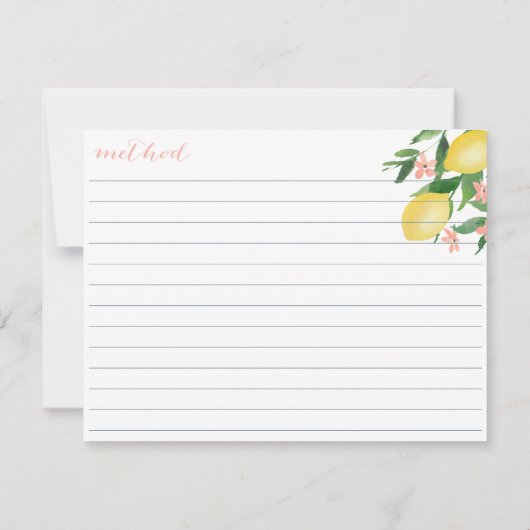 Lemons Soft Pink Text Flowers Shower Recipcard Kaart (Achterkant)