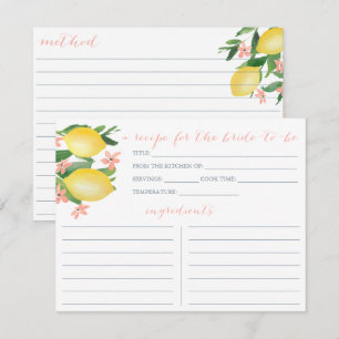 Lemons Soft Pink Text Flowers Shower Recipcard Kaart