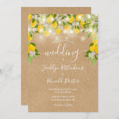 Lemons String Lights Rustic Kraft Wedding Kaart (Voorkant / Achterkant)