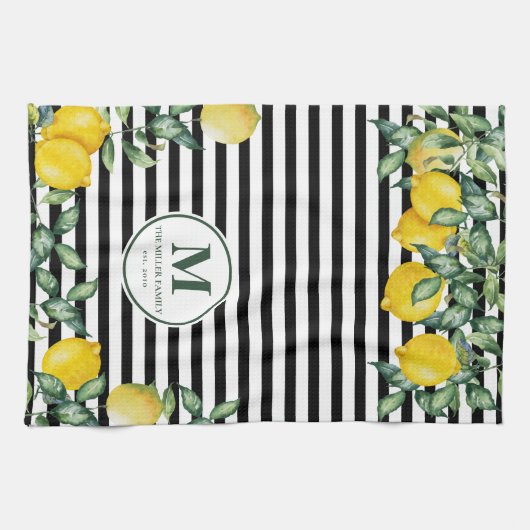 Lemons striped Family Kitchen Custom Theedoek (Horizontaal)