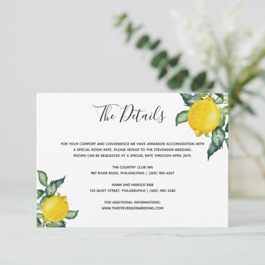 Lemons trouwgegevens invullen kaart (Staand voorkant)