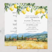 Lemons Tuscan Scene Italian All In One Wedding Kaart (Voorkant / Achterkant)