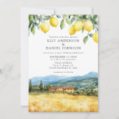 Lemons Tuscan Scene Italian QR Code Wedding Kaart (Voorkant)