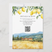 Lemons Tuscan Scene Italian QR Code Wedding Kaart (Achterkant)