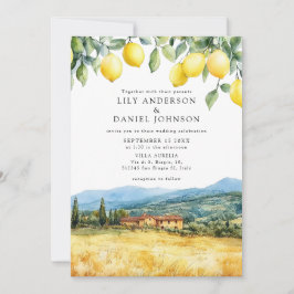 Lemons Tuscan Scene Italian Wedding Kaart