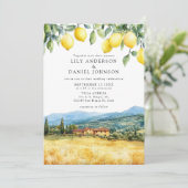Lemons Tuscan Scene Italian Wedding Kaart (Staand voorkant)