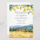 Lemons Tuscan Scene Italian Wedding Save The Date (Voorkant / Achterkant)