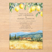 Lemons Tuscan Scene Italy Wedding Acryl Uitnodigingen (Voorkant)