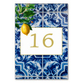 Lemons Tuscan Tile Blue Wedding Kaart (Voorkant)
