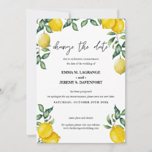 Lemons Verander de datum bruiloft Save The Date