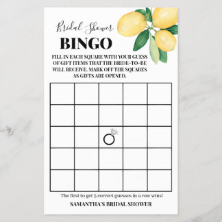 Lemons Vrijgezellenfeest Bingo Game Card Flyer