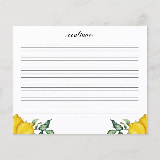 Lemons Vrijgezellenfeest Recipe Kaart (Achterkant)