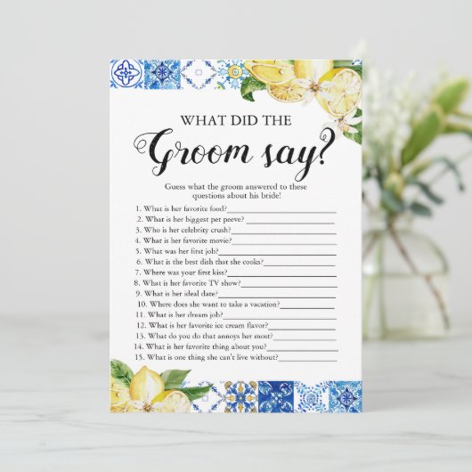 Lemons Wat zei de bruidegom zeggen Vrijgezellenfee Kaart (Staand voorkant)
