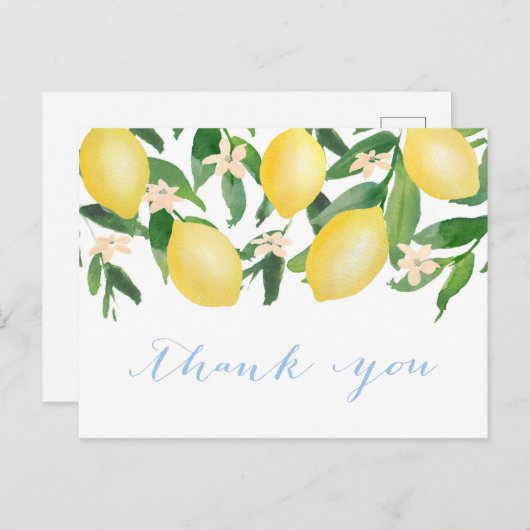 Lemons Waterverf Shower Dank u Briefkaart (Voorkant / Achterkant)