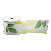 Lemons Waterverf Summer Fruit Pattern on Mint Satijnen Lint (Spoel)