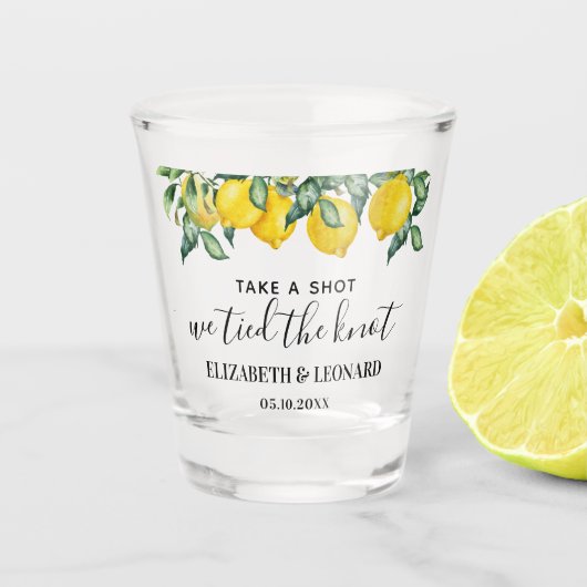 Lemons Wedding Favor vatte een schot dat we vastge Shot Glas (Voorkant)