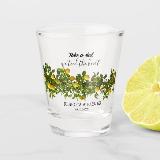 Lemons Wedding Take a Shot We hebben de knoop door Glas (Voorkant)