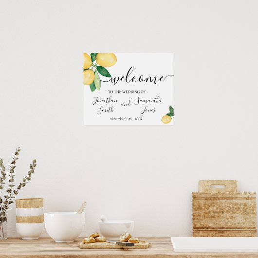 Lemons Wedding Welkomstbord poster (Keuken)