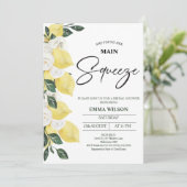 Lemons White Floral Main Squeeze Vrijgezellenfeest Kaart (Staand voorkant)